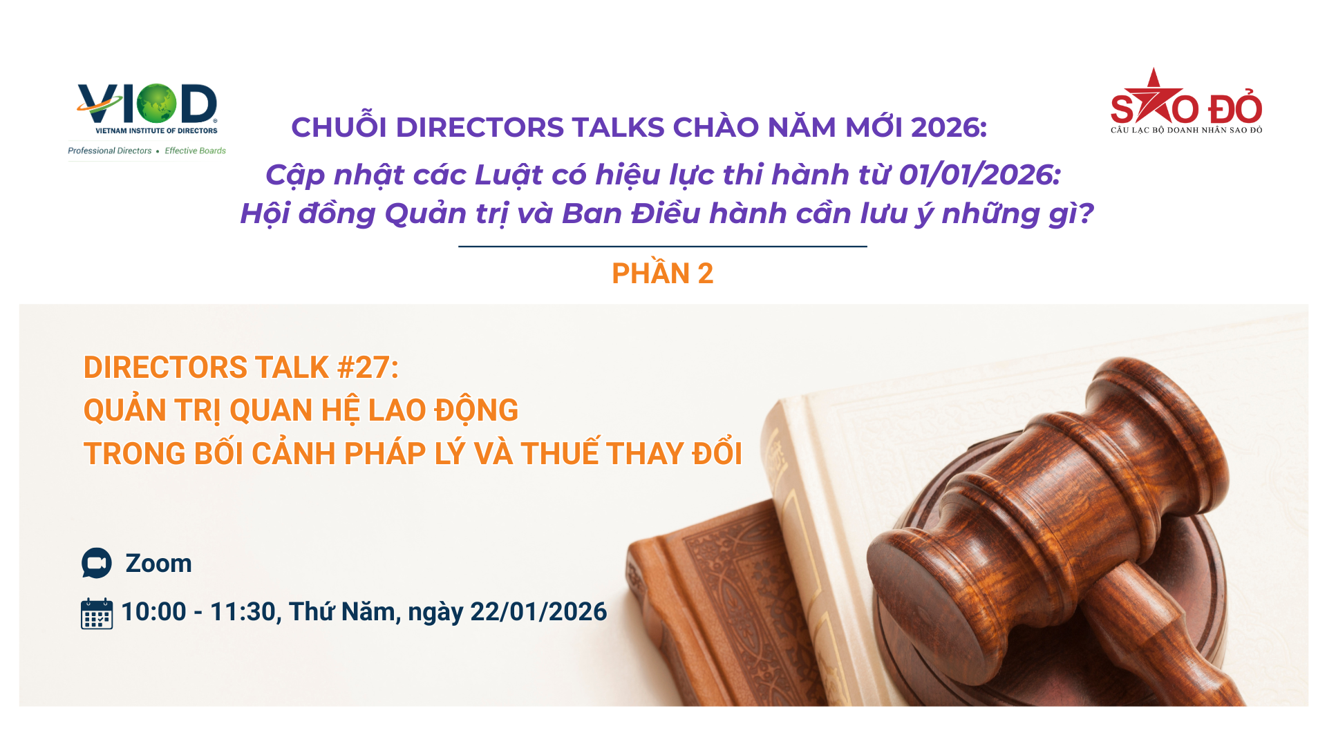 Directors Talk #27: Quản trị quan hệ lao động trong bối cảnh pháp lý và thuế thay đổi